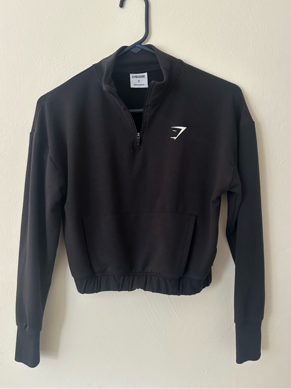 Gymshark Black Quarter-Zip Pullover with White Logo Small